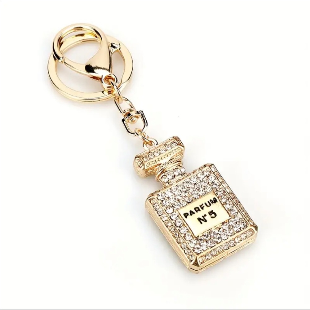 Dazzling Rhinestone Keychain - Full-Diamond Perfume Bottle Design - Picture 2 of 3